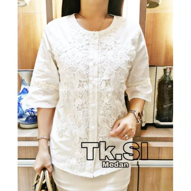 BLOUSE KATUN BROKAT PUTIH EVE 52728POQREY52627