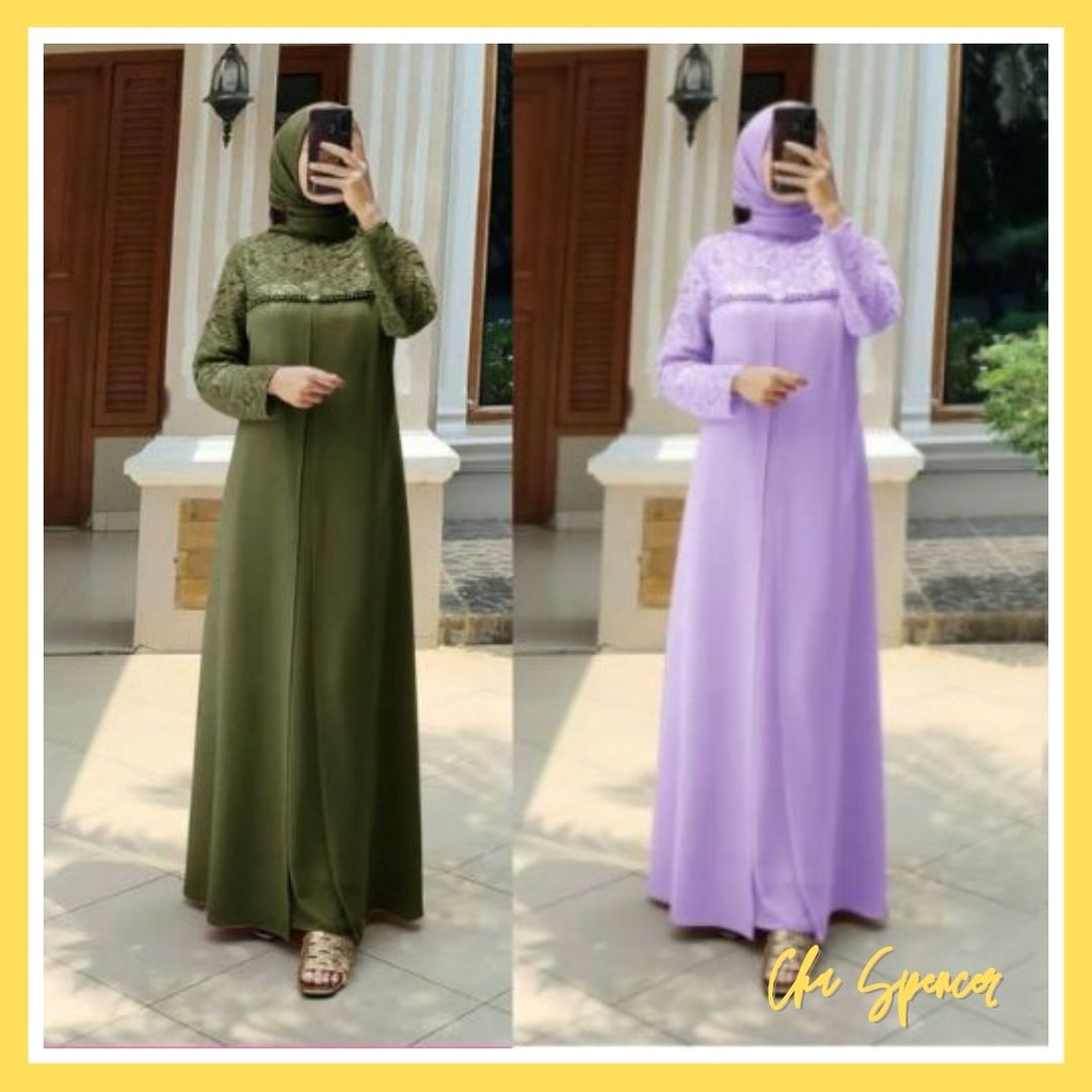 Gamis Wanita Remaja Maxy lilac Terbaru 2022 Baju Pesta Maxy Polos Aulia Mewah Elegan Lebaran Bahan B