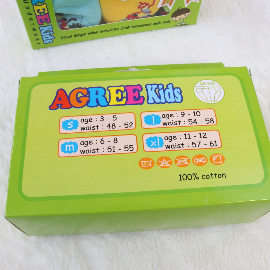 [ 3pc ] Cd Agree Kids AK. 017 Hijau | Celana Dalam Anak Cowok - Bwr