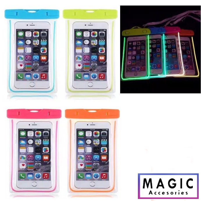 BISA COD WATERPROOF GLOW IN THE DARK - SARUNG HANDPHONE ANTI AIR - kantong hp