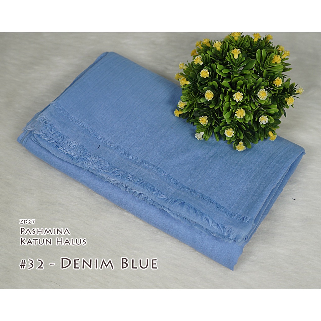 Pashmina Polos Katun Halus - CINDY by Luulu Scarf-#32 - Denim Blue