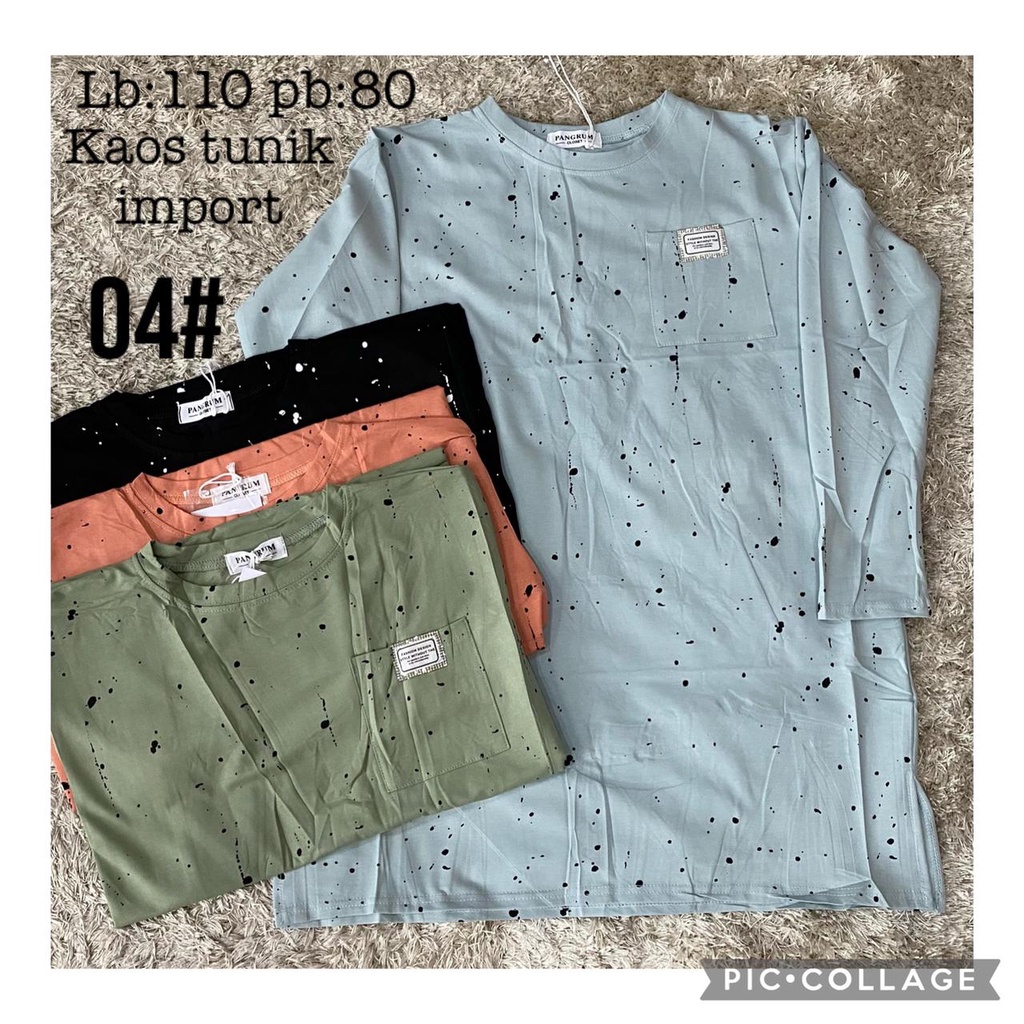 tunik kaos import motif bintik cat