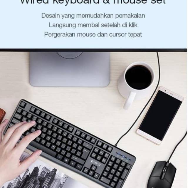 Mouse Keyboard Combo Robot KM2000 Wired Mouse + Keyboard