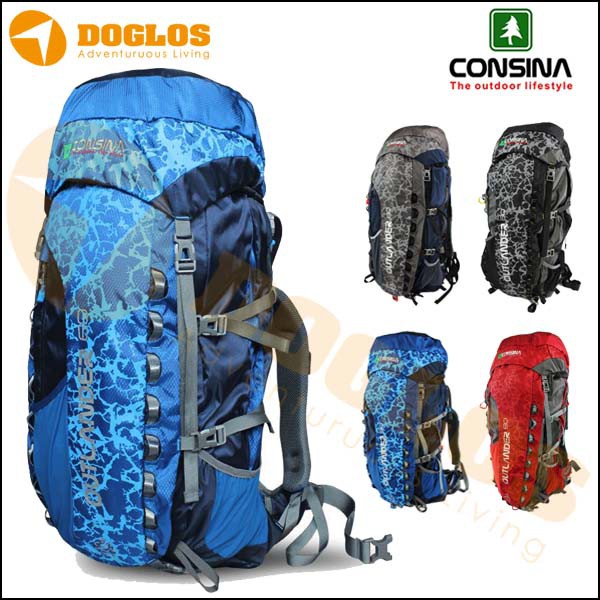 Tas Gunung Consina Outlander 60L bukaan depan keril hiking