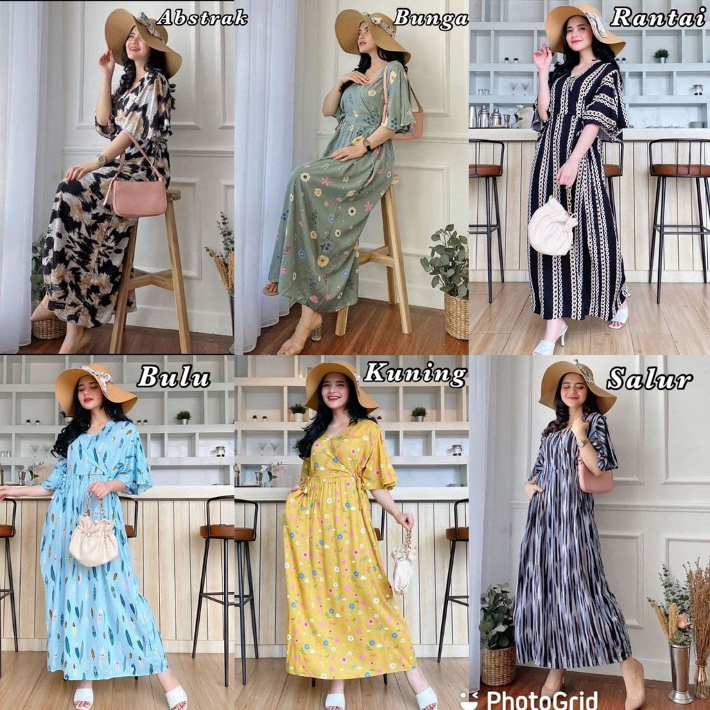 Dress Karen - Dress Rayon Premium Home Dress Import Busui Fashion Korean Style Midi Dress Kekinian