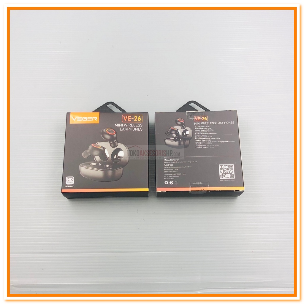 VEGER AIRBUDS VE 26 /HEADSET BLUETOOTH/EARPHONE BLUETOOTH VEGER VE26