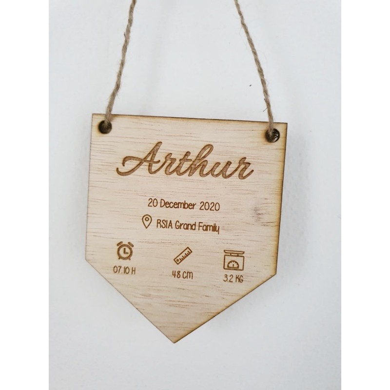 WOODEN BABYBORN SIGNAGE | PAPAN NAMA BAYI KAYU | HOSPITAL BOARD | PROPERTI FOTO