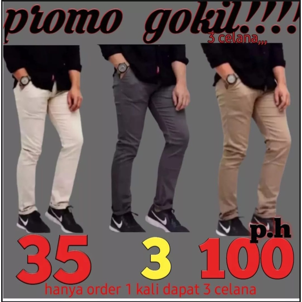 COD ( BISA BAYAR DITEMPAT) CELANA CHINO PRIA BELI 1 DAPAT 3 PCS