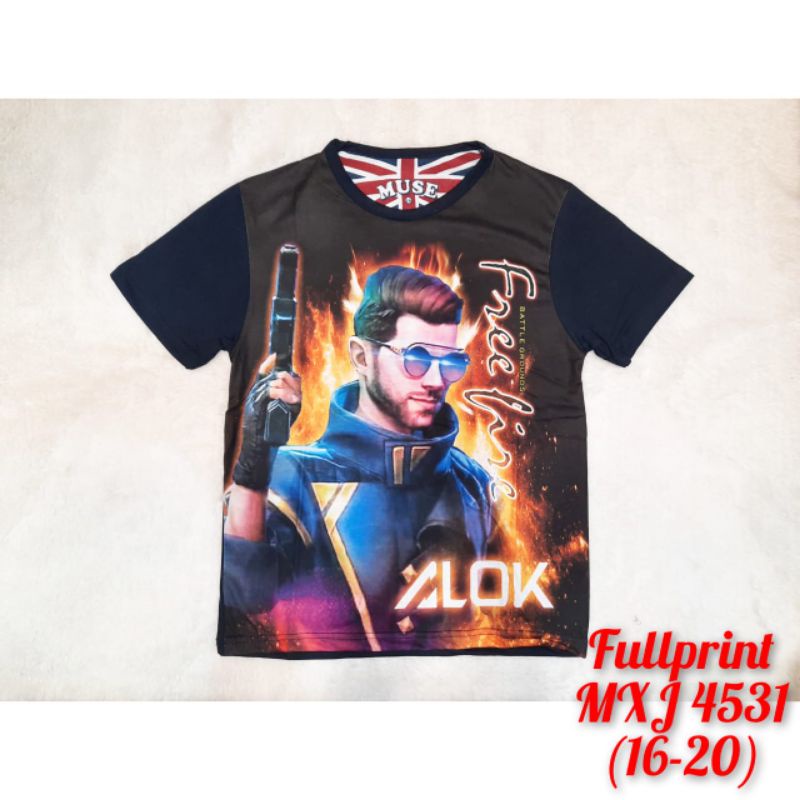kaos anak anak free fire full print Thailand