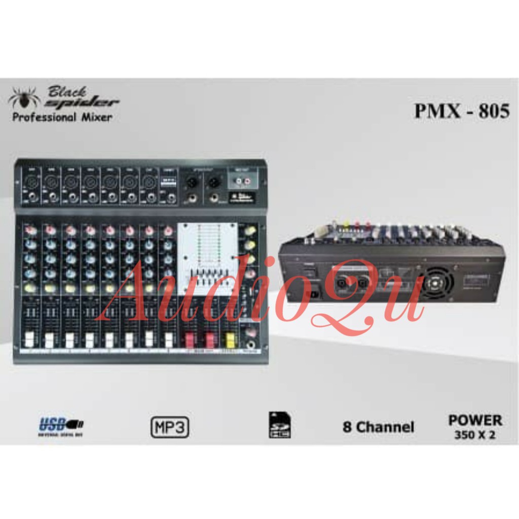 Power Mixer Black Spider PMX 805/ PMX805 8 Channel Bluetooth