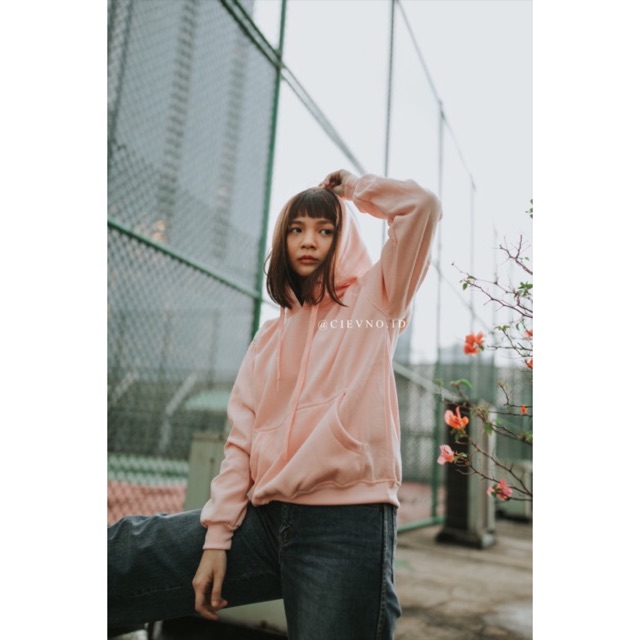HOODIE JUMPER PEACH POLOS SIZE M - XXXL
