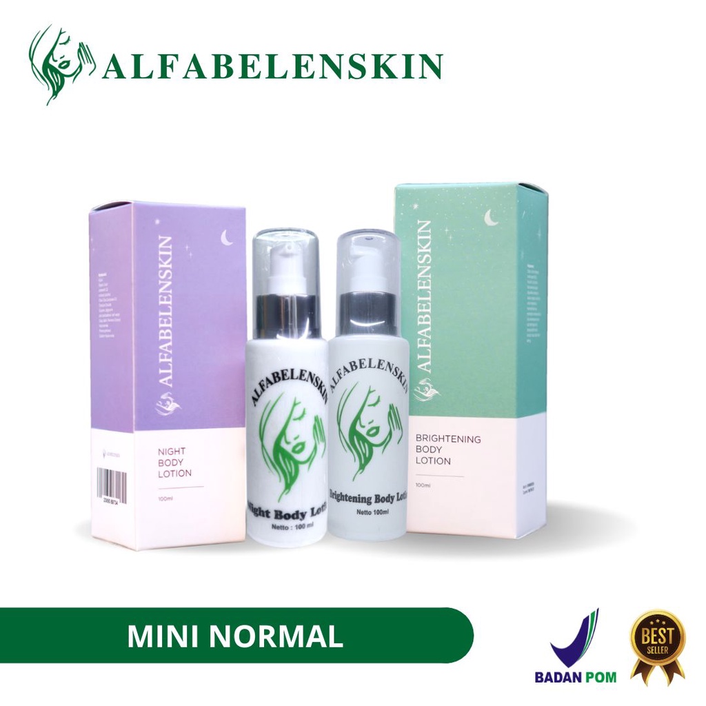 [BPOM] PAKET MINI NORMAL. BRIGHTENING & NIGHT BODY LOTION ALFABELENSKIN | LOTION PEMUTIH BADAN UNTUK