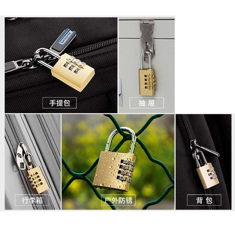 Gembok Koper Tas Padlock 3 Digit Combination Solid Brass Gold KAK