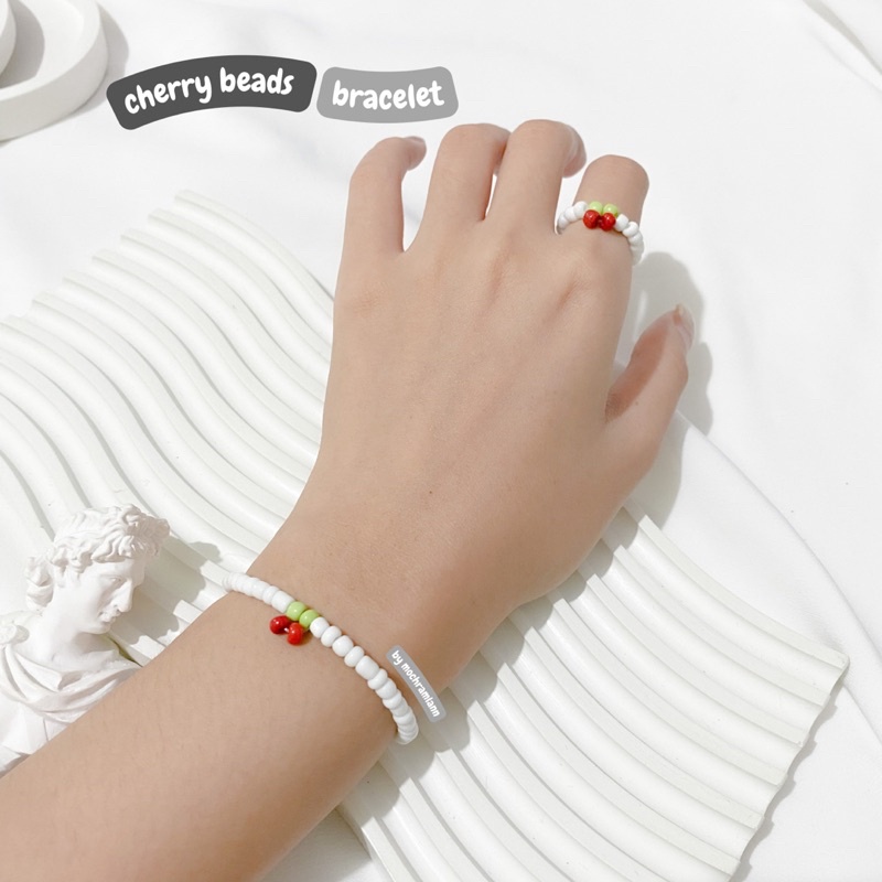 CHERRY BEADS SET RING &amp; BRACELET / GELANG MANIK KOREA MODEL CHERRY / GELANG CHERRY / CINCIN CHERRY