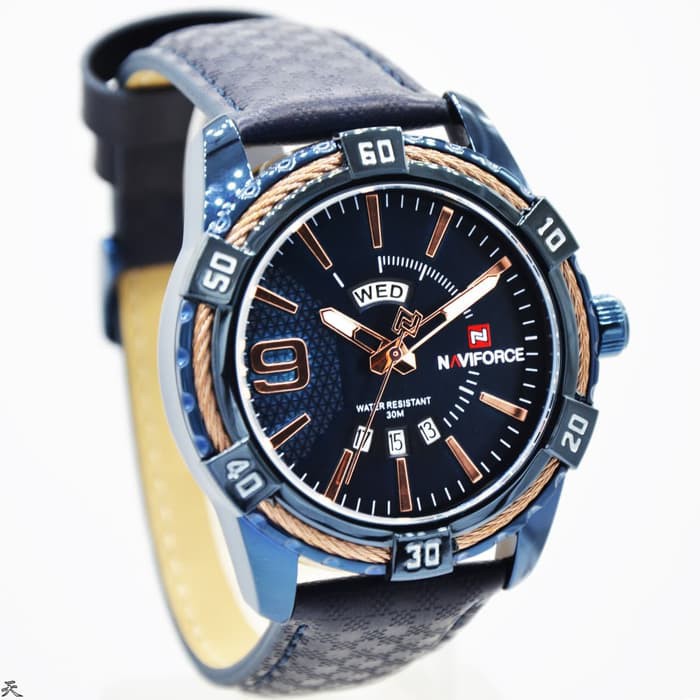 JAM TANGAN PRIA NAVIFORCE NF9117 TANGGAL HARI ORI ANTI AIR NAVY