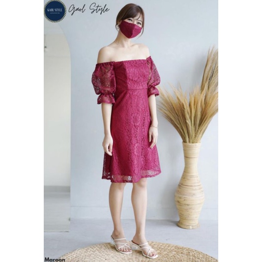 Dress Brukat Sabrina / Dress Pesta / Dress Sabrina
