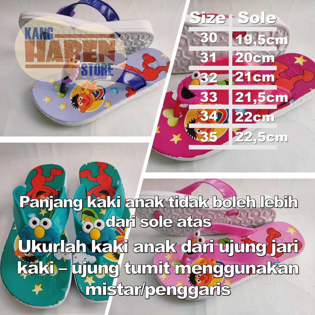 283C Sandal Anak Tanggung Alas Bergambar Karakter Sesame Street