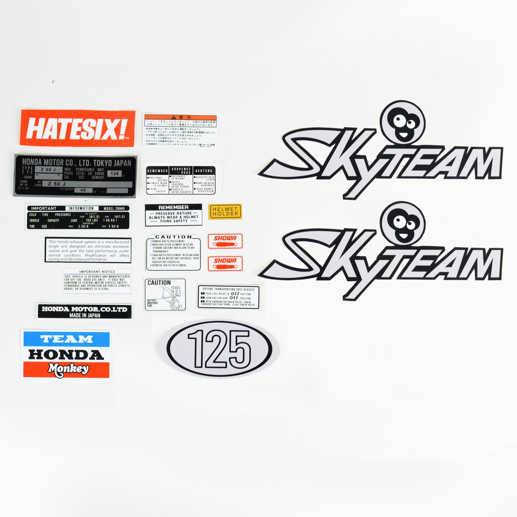 Sticker Decal Tempelan Monkey Z125 Skyteam hatesix