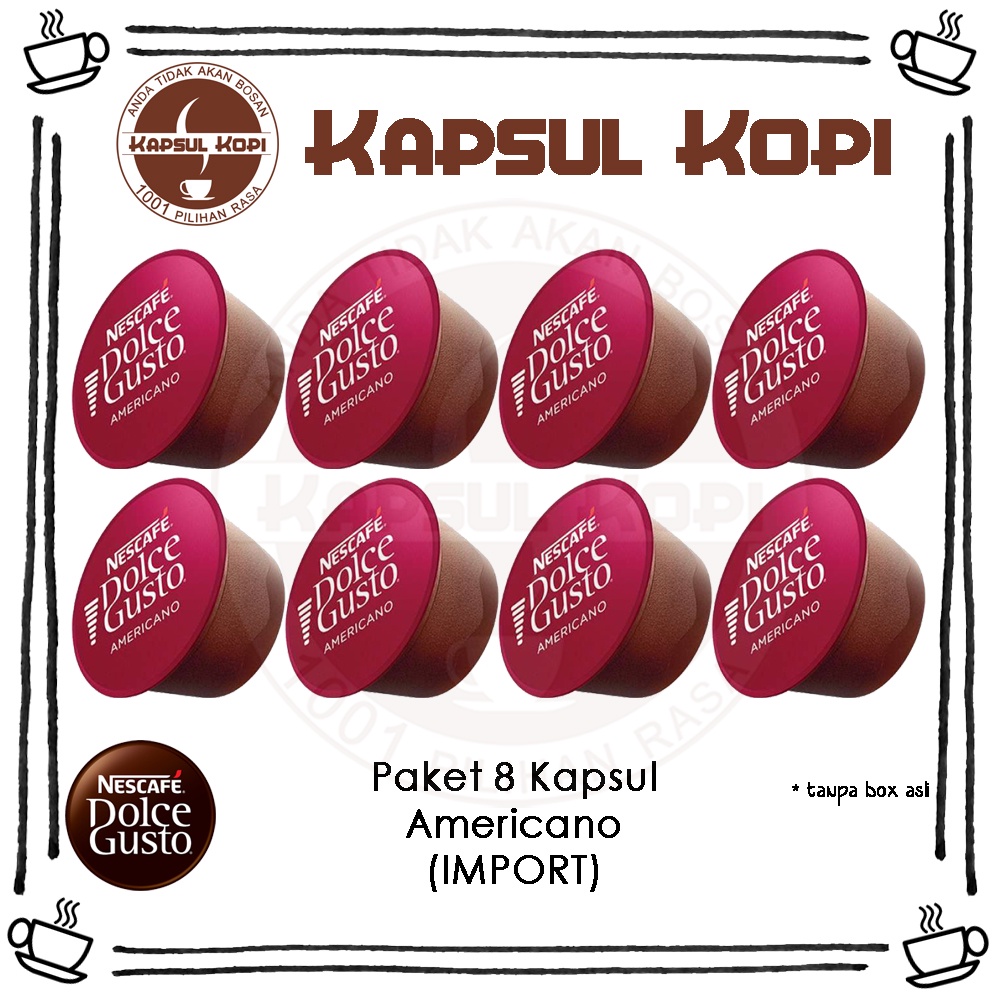 

Paket 8 Kapsul Kopi Americano Nescafe Dolce Gusto Impor NDG Coffee Capsule