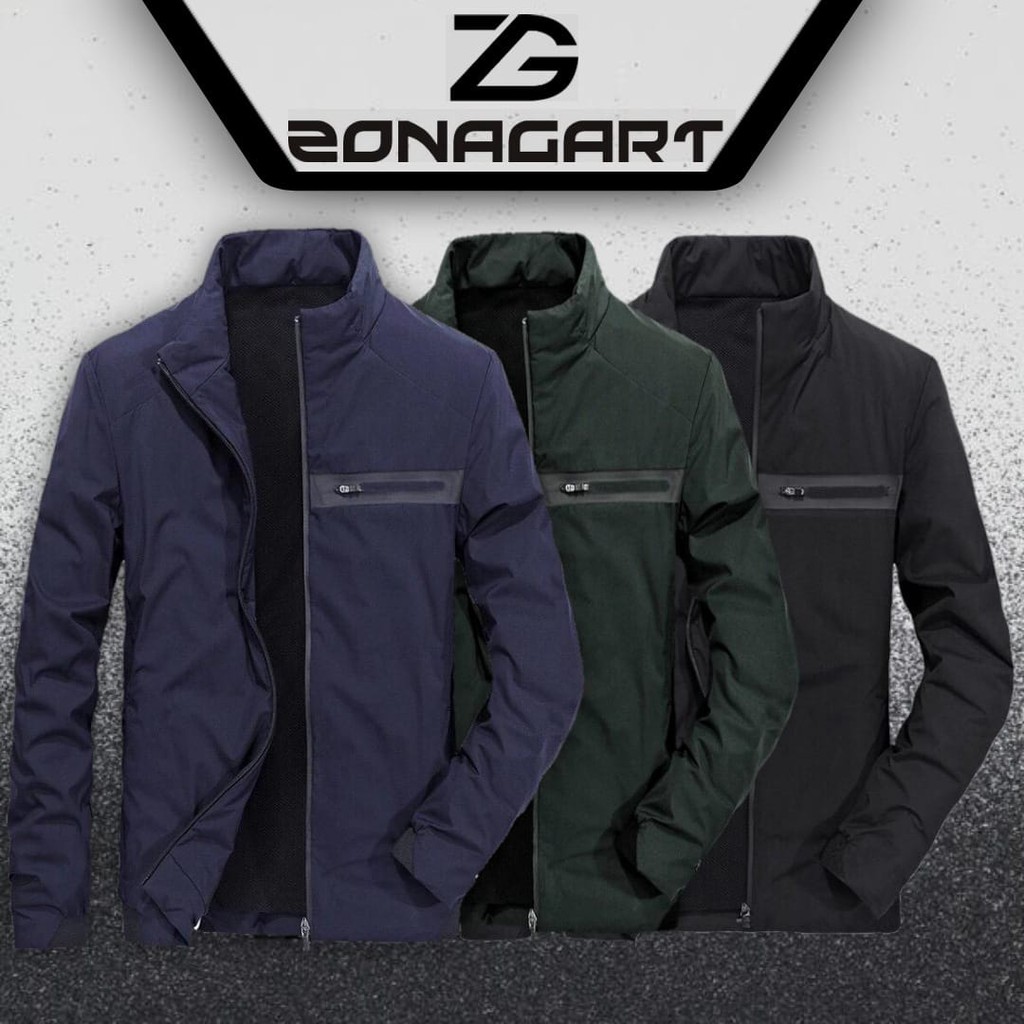 JAKET PRIA ZONAGART SIMPLE CASUAL OUTDOOR ZIPPER WATERPROOF