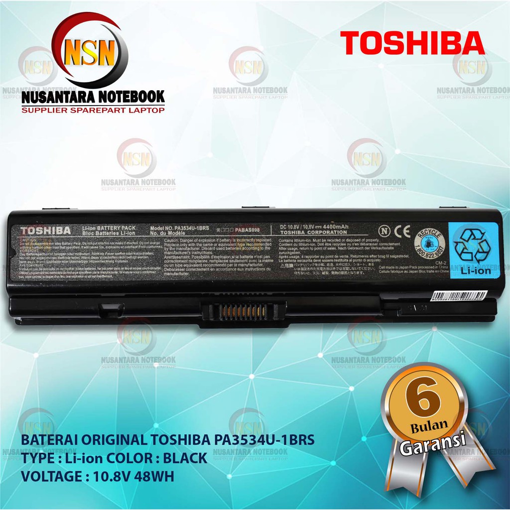 Baterai Original Toshiba Satellite A200 M200 M202 M203 PA3534U-1BRS