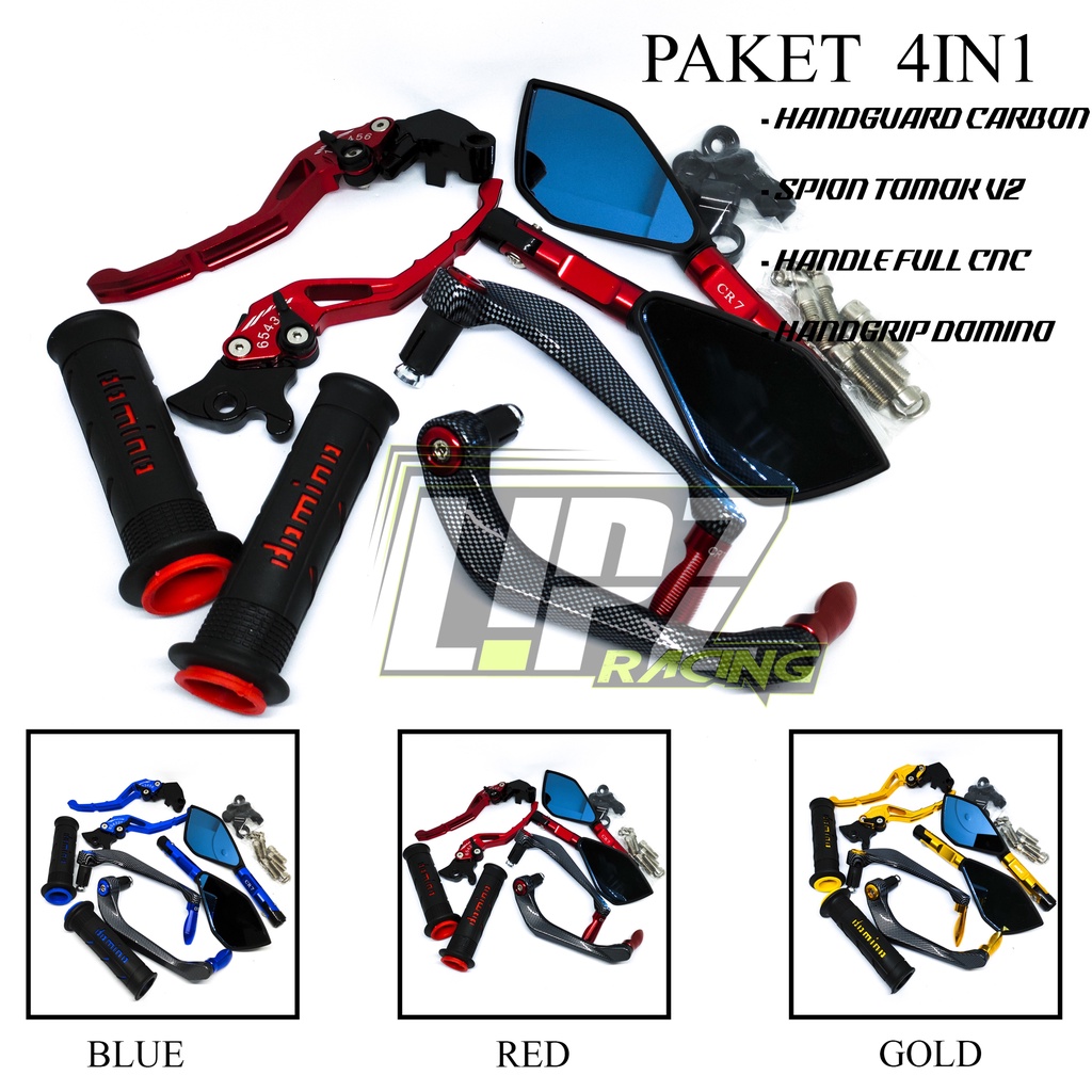 PAKET KOMPLIT VARIASI HANDLE CNC + HANDGUARD CARBON + SPION TOMOK V2 + HANDGRIP  RACING VIXION/NMAX/VARIO150/BEAT