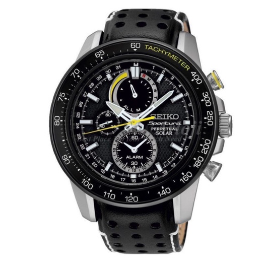 Seiko SSC361P1 Sportura Perpetual Solar Black Silver