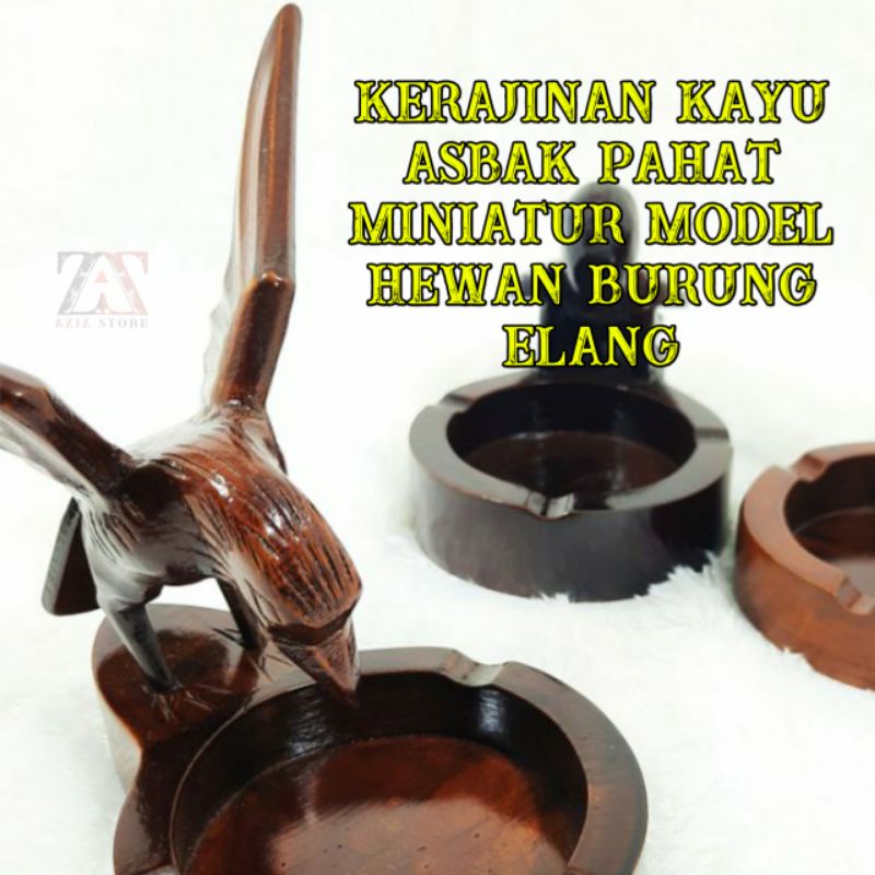 Kerajinan Kayu Asbak Pahat Miniatur Model Hewan Burung Elang
