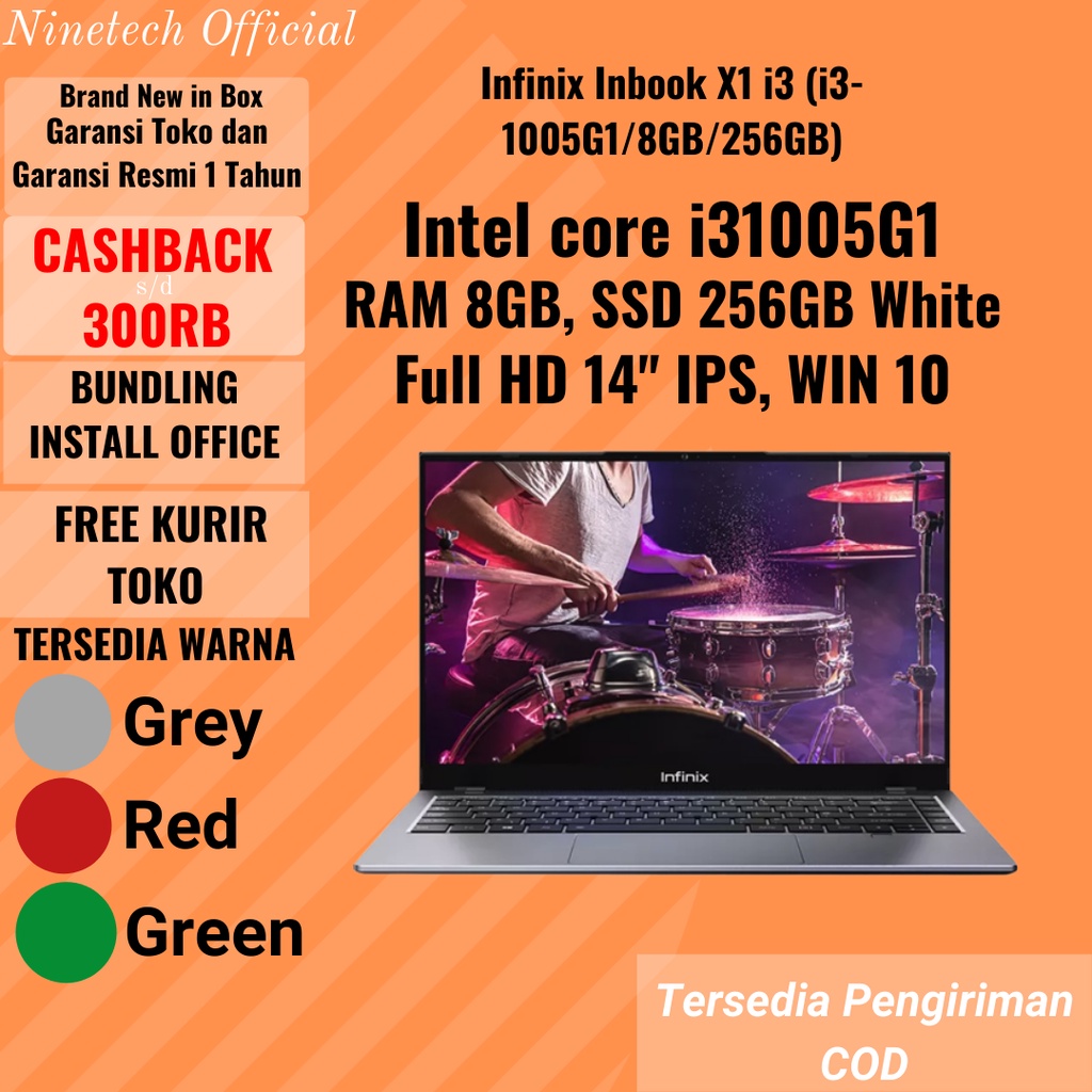 Laptop Infinix INBOOK X1 - INTEL I3-1005G1 8GB 256GB SSD 14.1FHD W10 bukan inbook x2 bukan lenovo thinkpad