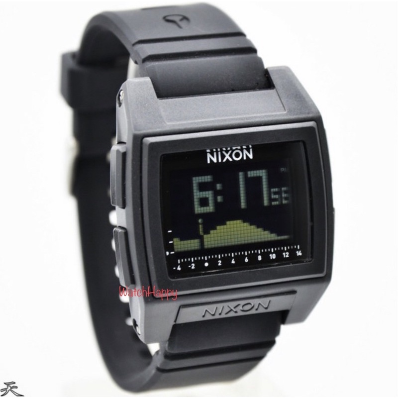 WatchHappy Nixon A1212000 Base Tide Pro Full Black Rubber Black 100%Original Best Seller Warranty