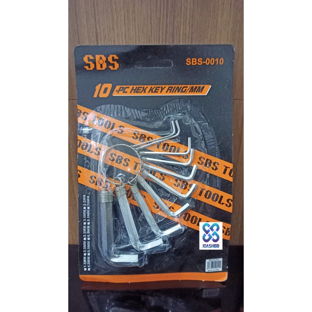 Kunci L Putih / Set Hex Key Ring 10 In 1 Nikel / Tools Wrench