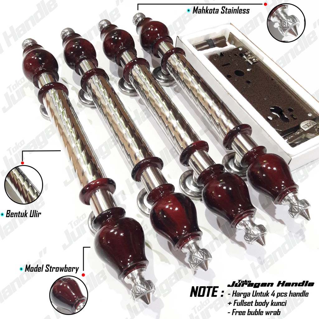 satu set handle pintu minimalis 40 cm gagang pintu 4 biji dan body kunci body pelor tarikan pegangan pintu model baru