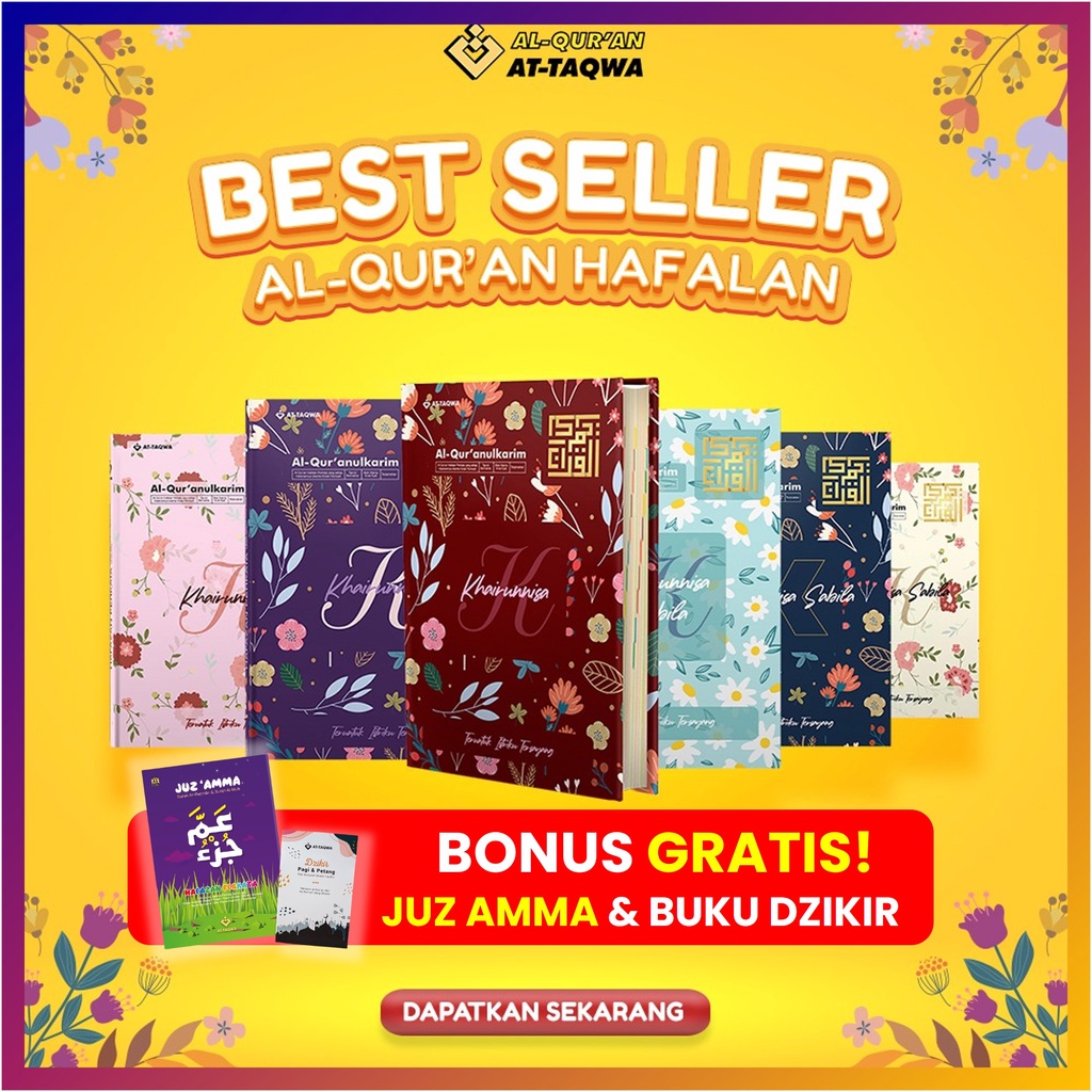 Al Quran Attaqwa Floral Custom  A5 Alquran Hafalan At-taqwa Perkata Dan Bonus JUZ AMMA dan BUKU DZIK