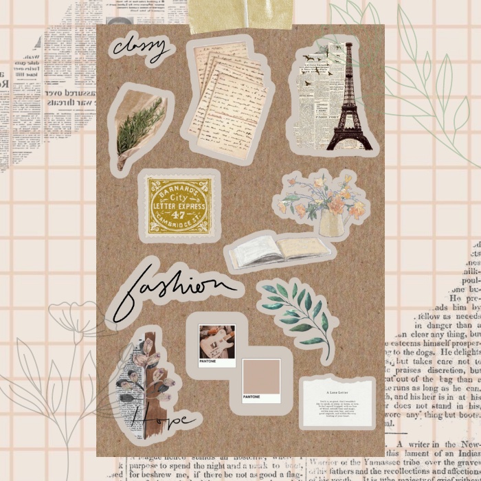 Brown Vintage Stickers Pack | stiker coklat aesthetic | stiker vintage | stiker retro | stiker Hp/laptop/jurnal/memo/scrapbook | stiker murah-Brown 5