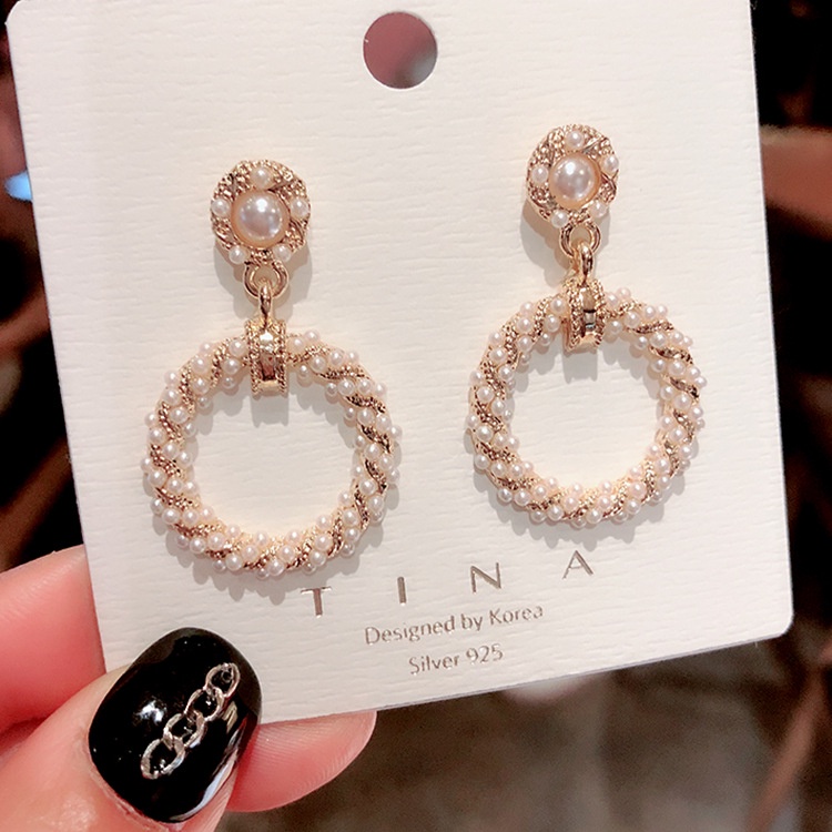 Jarum perak mutiara anting anting-anting Korea temperamen liar Tinggi rasa niche anting-anting Super