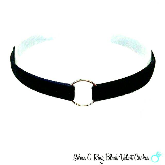 Silver O-Ring Black Velvet Choker Necklace | Kalung Handmade Premium Collection