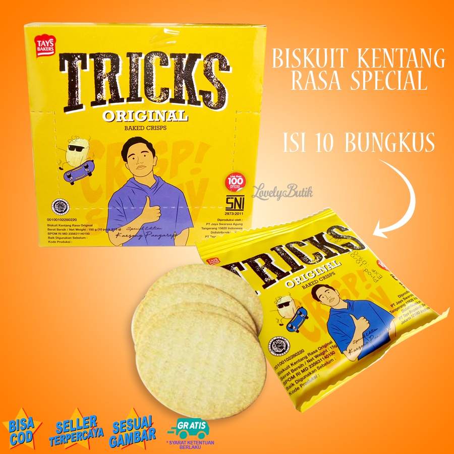 Tricks Biskuit Kentang Potato Baked Chips Aneka Rasa - 1 Box Isi 10 Pack - Lovelybutik