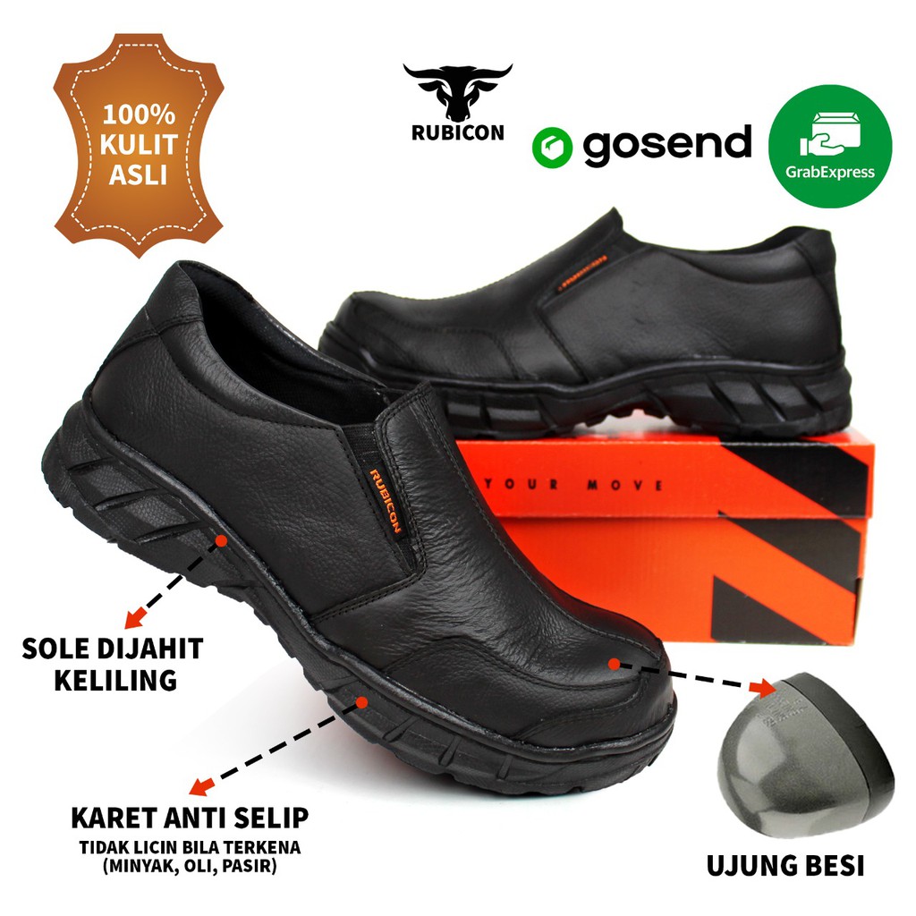 SEPATU ORIGINAL RUB TRACK / RUBICON  SAFETY KULIT SAPI ASLI  BOOTS PRIA UJUNG BESI TEBAL SAFETY SHOE