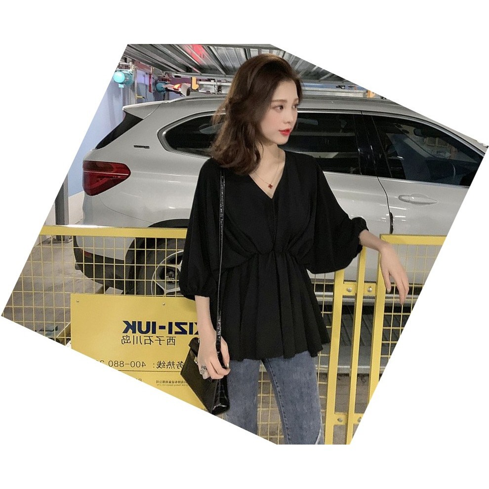 [baju wanita korea]  Baju Atasan Wanita Blouse Korea Import Merah Hitam Putih