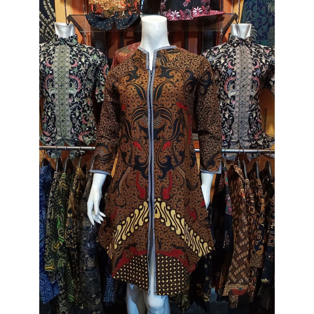 TUNIK BATIK WANITA TRADISIONAL TERBARU SERAGAM PALING LARIS BUSUI KUALITAS BUTIK MODERN