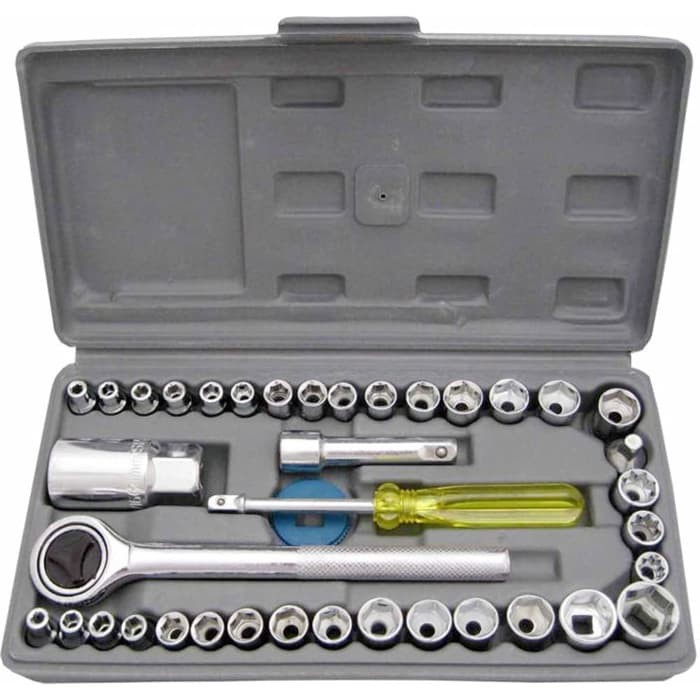 KUNCI SOK 40 PCS SOCK WRENCH TOOLS KIT KOMBINASI MOTOR MOBIL PAS RING KUMPLIT L SHOCK SET SHOK-2