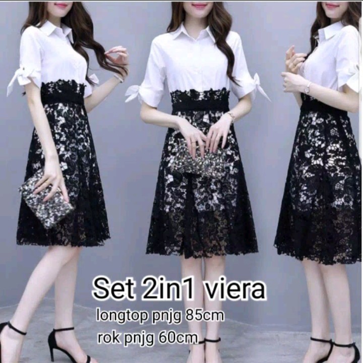 FWG - SET VIERA / SETELAN / STELAN WANITA BRUKAT / STELAN KOREA / BAJU DAN ROK WANITA / PAKAIAN WANITA BARU