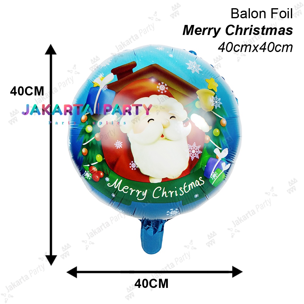 Balon Bulat Natal #1 / Balon Foil Bulat / Balon Foil Xmas / Balon Xmas