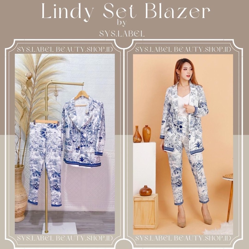 Lindy Set Blazer Premium by SYS.LABEL - One Set Blazer + Pants Motif - Setelan Blazer F5