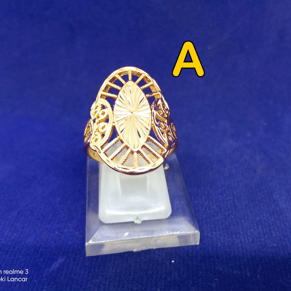 Cincin model kerawangan lapis emas 18k