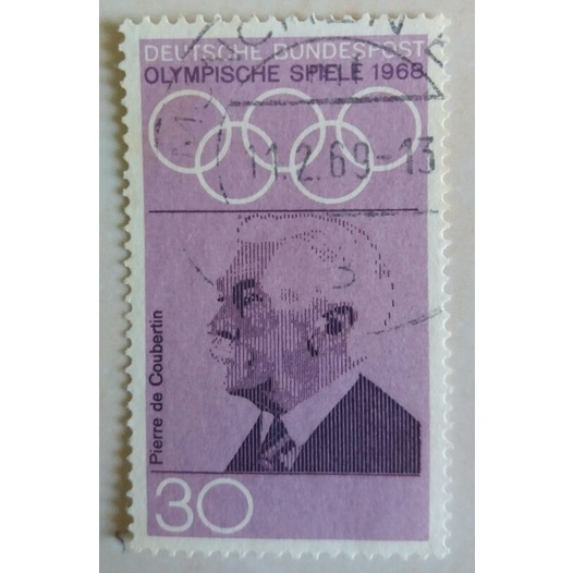 

(AA) Perangko Jerman Summer Olympic Games 1968 - Mexicô City - Baron Pierre de Coubertin (1863-1937) Used