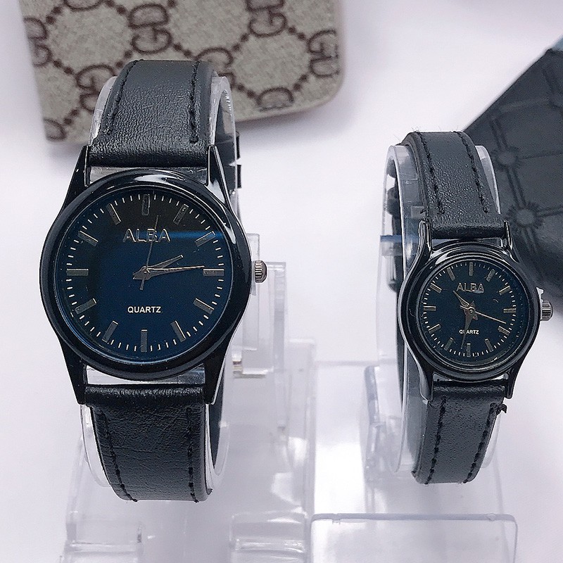 JAM TANGAN COUPLE PRIA WANITA QUARTZ TALI KULIT MURAH GROSIRAN