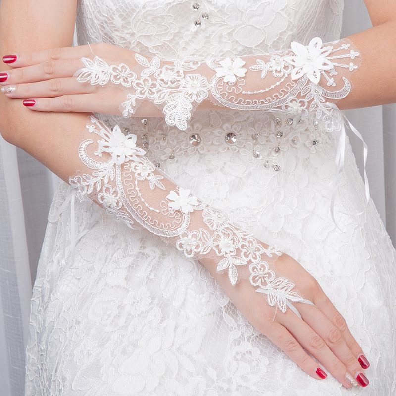 SR98 Sarung tangan Pengantin tanpa jari Elegan High Quality