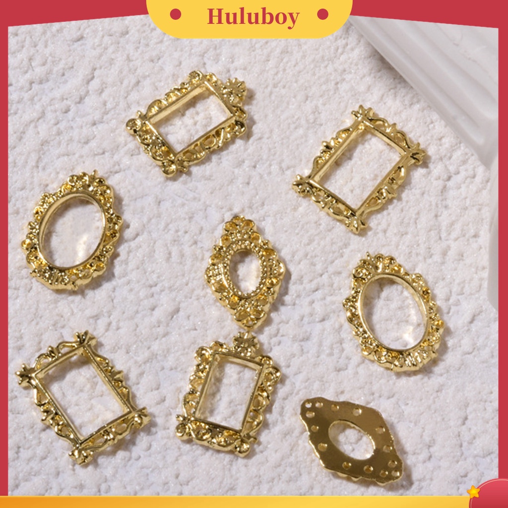 Huluboy Huluboy♡ 5pcs / Pak Ornamen Ukiran Hollow 3D Bahan Alloy Gaya Vintage Untuk Dekorasi Nail Art