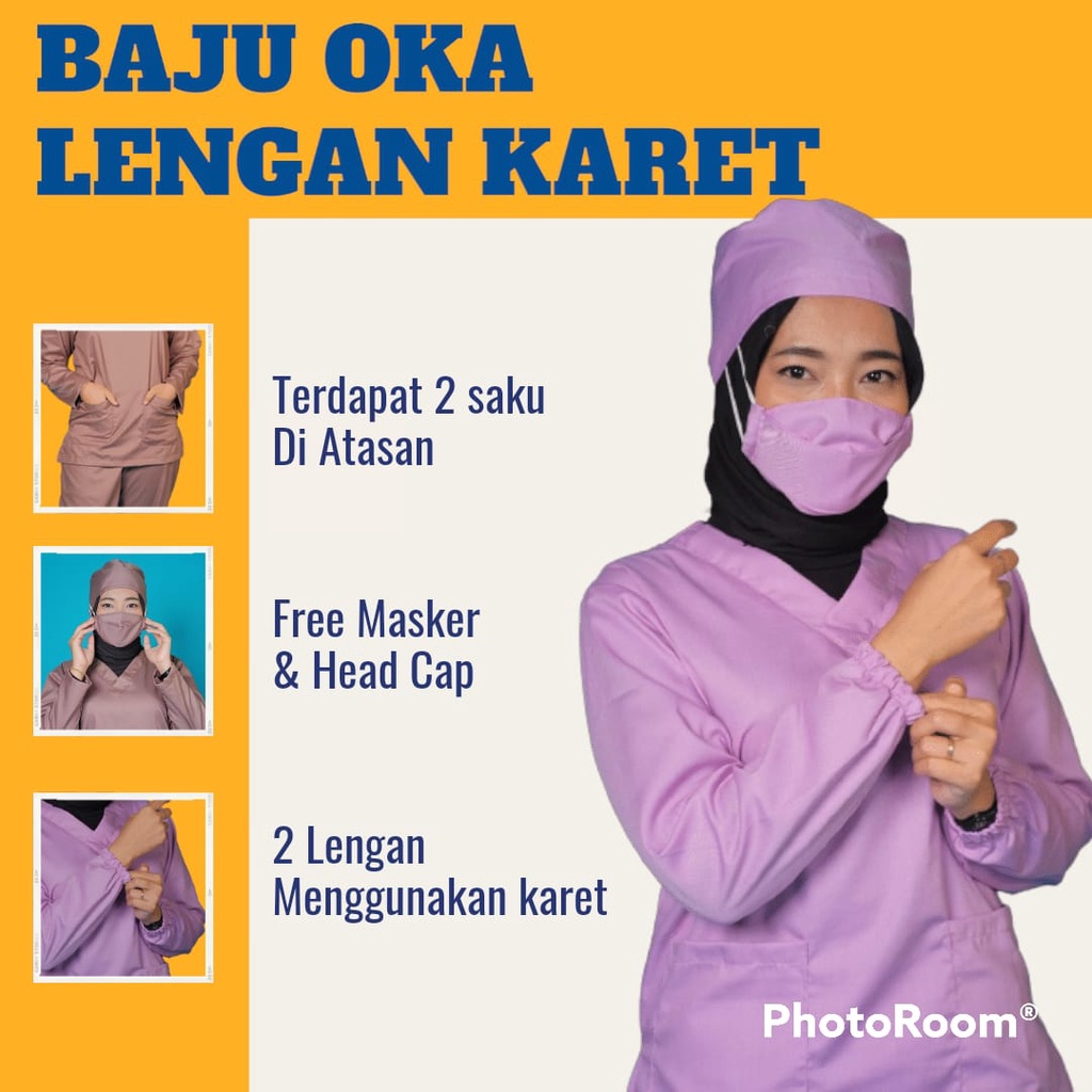 Baju Ok Oka Lengan Karet | Medical Scrub APD Baju Jaga Dokter Perawat Petugas Medis